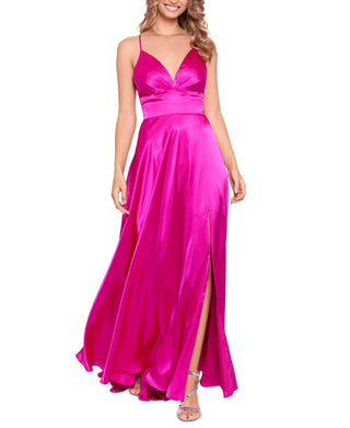Blondie Nites Women's V Neck Full Length Formal Gown Dress Pink Size 9