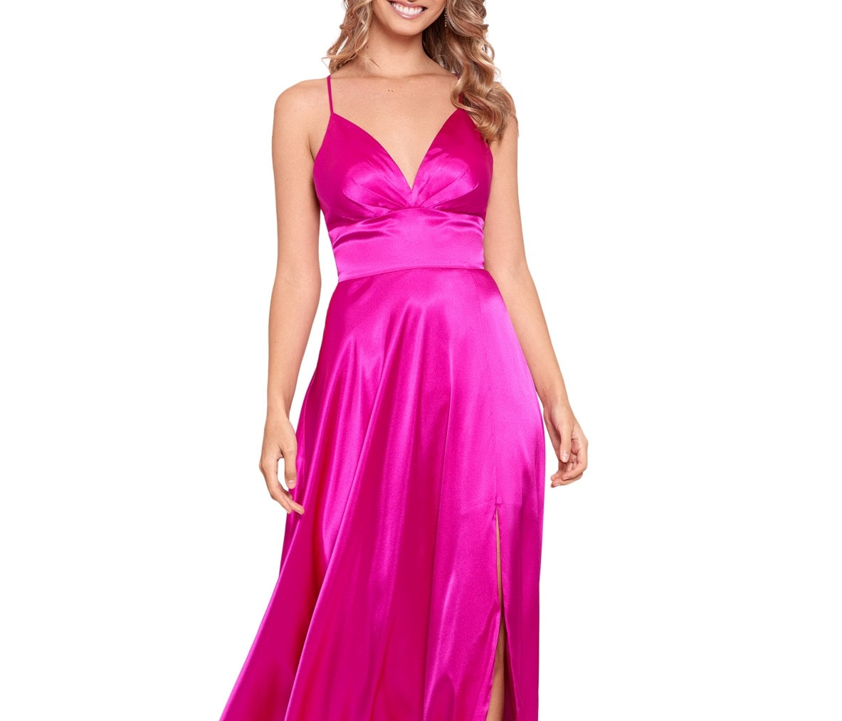 Blondie Nites Women's V Neck Full Length Formal Gown Dress Pink Size 9