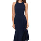 Betsy & Adam Women's Asymmetrical Hem Midi Dress Blue Size 10