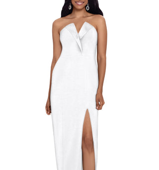 Betsy & Adam Women's Strapless Tuxedo Gown White Size 4