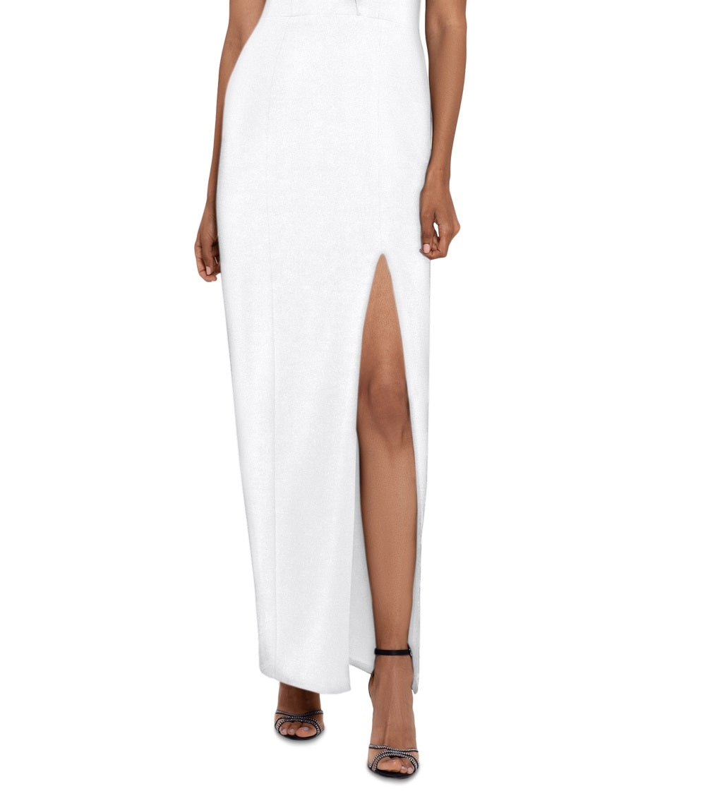 Betsy & Adam Women's Strapless Tuxedo Gown White Size 4