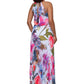Betsy & Adam Women's Floral Print Pleated Gown White Size Petite