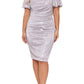 Betsy & Adam Women's Metallic Flutter Sleeve Sheath Dress Gray Size 18W