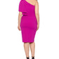 Betsy & Adam Women's One Shoulder Sheath Dress Pink Size 14W