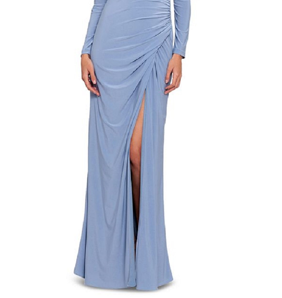 Betsy & Adam Women's Ruched Long Sleeve Gown Blue Size 8