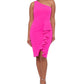 Betsy & Adam Women's One Shoulder Ruffled Dress Pink Size 6