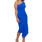Betsy & Adam Women's One Shoulder Ruffled Midi Dress Blue Size 14