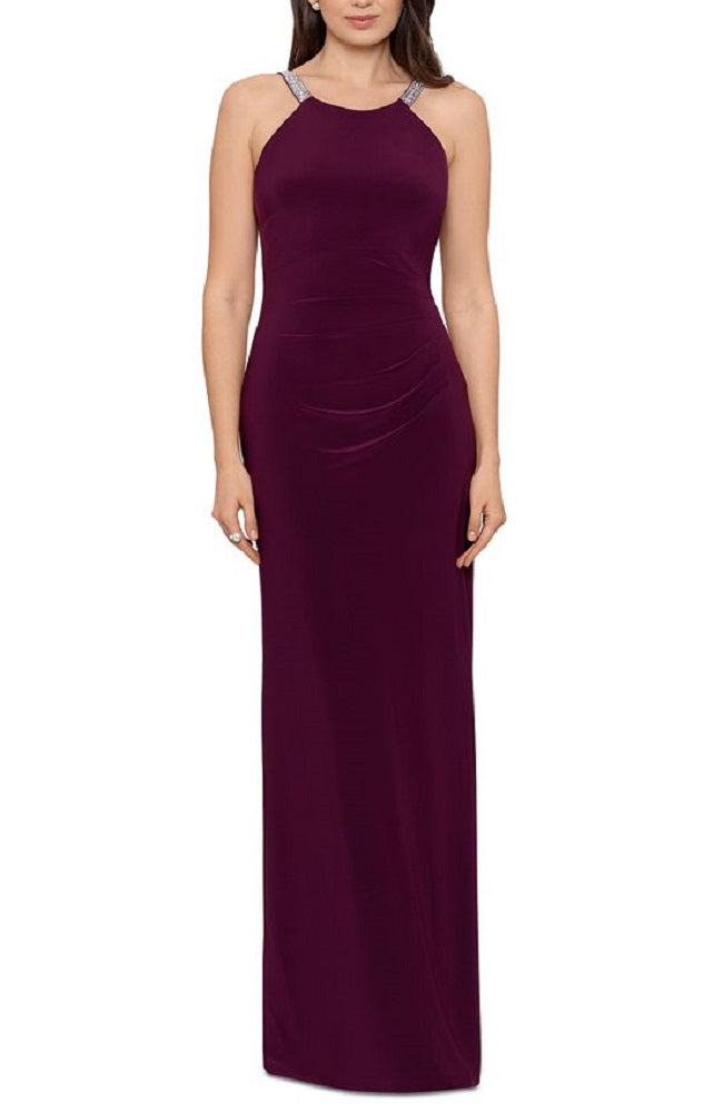 Betsy & Adam Women's Embellished Halter Gown Red Size 8