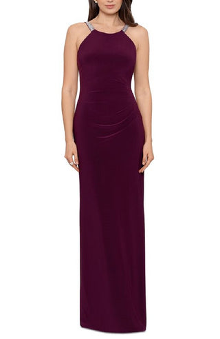 Betsy & Adam Women's Embellished Halter Gown Red Size 8