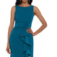 Betsy & Adam Women's Sleeveless Ruffle Detail Gown Blue Size 12