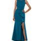 Betsy & Adam Women's Sleeveless Ruffle Detail Gown Blue Size 12