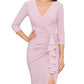 Betsy & Adam Women's Ruched Ruffle Trim Gown Pink Size 14