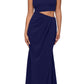 Betsy & Adam Women's Waist Cutout Pleated Hip Gown Blue Size 2