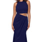 Betsy & Adam Women's Waist Cutout Pleated Hip Gown Blue Size 2
