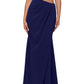 Betsy & Adam Women's Waist Cutout Pleated Hip Gown Blue Size 2