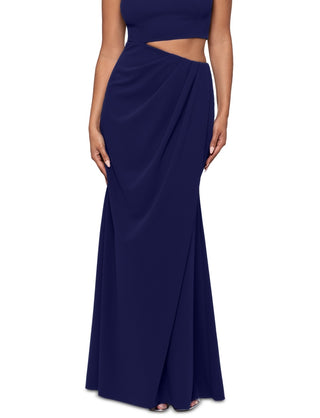 Betsy & Adam Women's Waist Cutout Pleated Hip Gown Blue Size 2