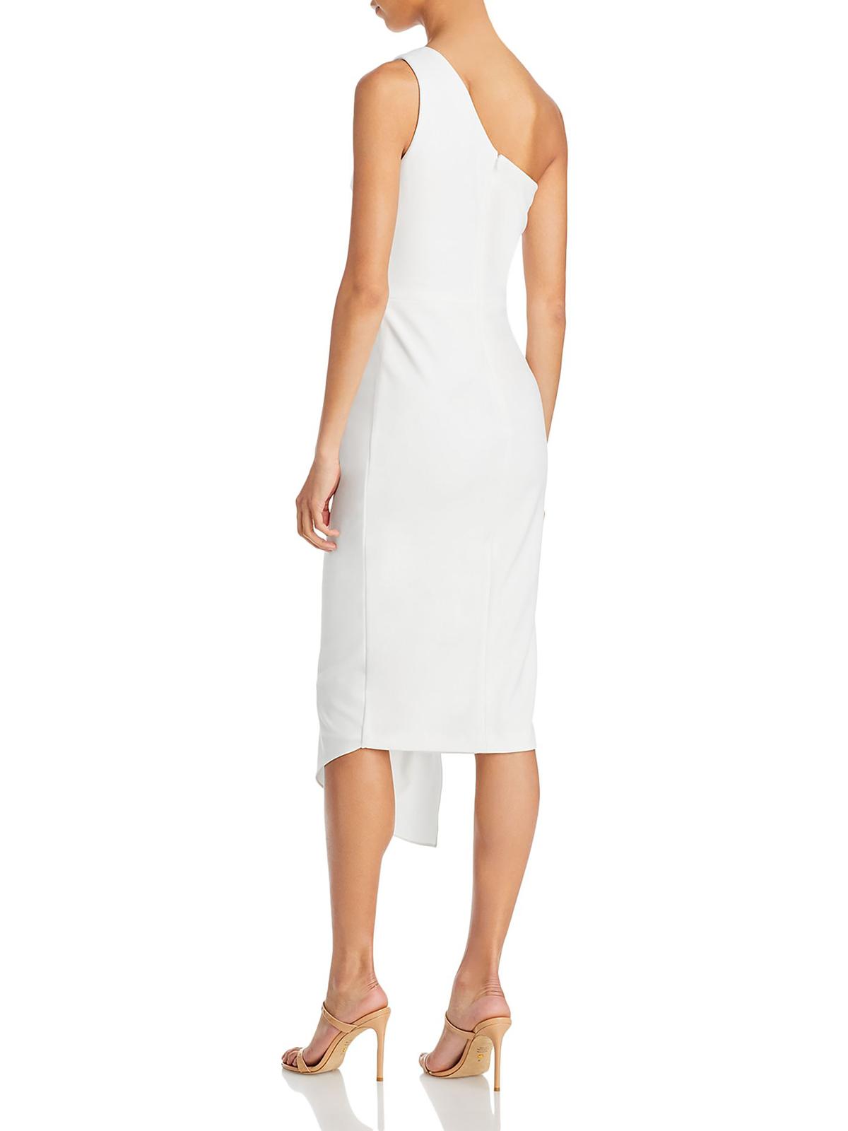 Aqua Women's One Shoulder Scuba Crepe Midi Dress White Size 4