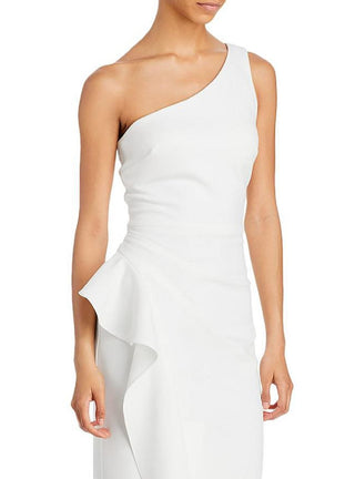 Aqua Women's One Shoulder Scuba Crepe Midi Dress White Size 4