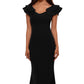 Betsy & Adam Women's Ruffled Sleeve Gown Black Size 2Petite