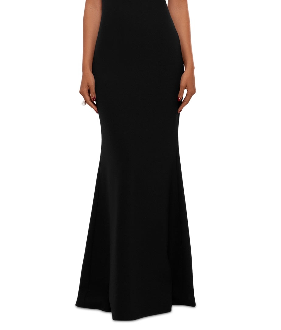 Betsy & Adam Women's Ruffled Sleeve Gown Black Size 2Petite