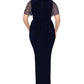 Betsy & Adam Women's Beaded Sleeve Ruffled Gown Blue Size 18W