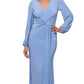 Betsy & Adam Women's Draped V Neck Gown Blue Size 4