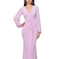 Betsy & Adam Women's Draped V Neck Gown Pink Size 6