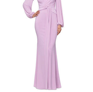 Betsy & Adam Women's Draped V Neck Gown Pink Size 6