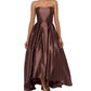 Betsy & Adam Women's Strapless High Low Gown Brown Size 10Petite