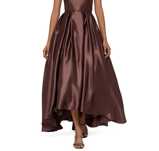 Betsy & Adam Women's Strapless High Low Gown Brown Size 10Petite