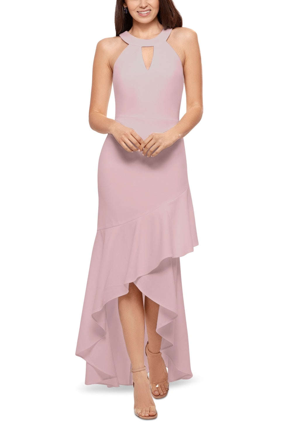 Betsy & Adam Women's Halter Keyhole Gown Pink Size 8