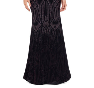 Betsy & Adam Women's Long Sleeve Shimmer Gown Black Size 14
