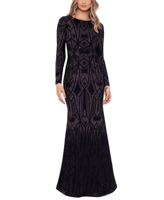 Betsy & Adam Women's Long Sleeve Shimmer Gown Black Size 14