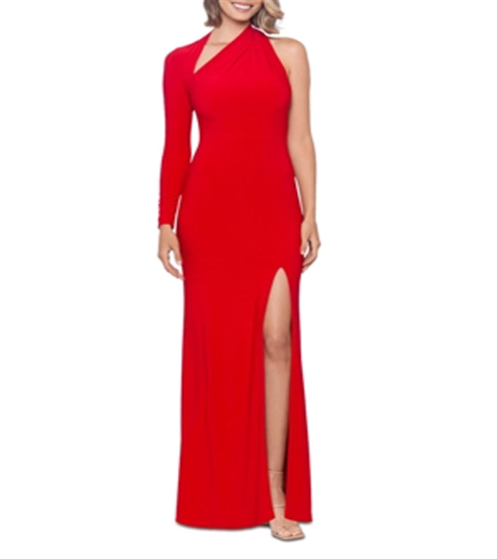 Aqua Women's One Shoulder Gown Red Size 12