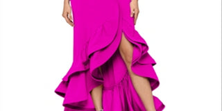 Aqua Women's Racerback Ruffle Hem Gown Purple Size 4