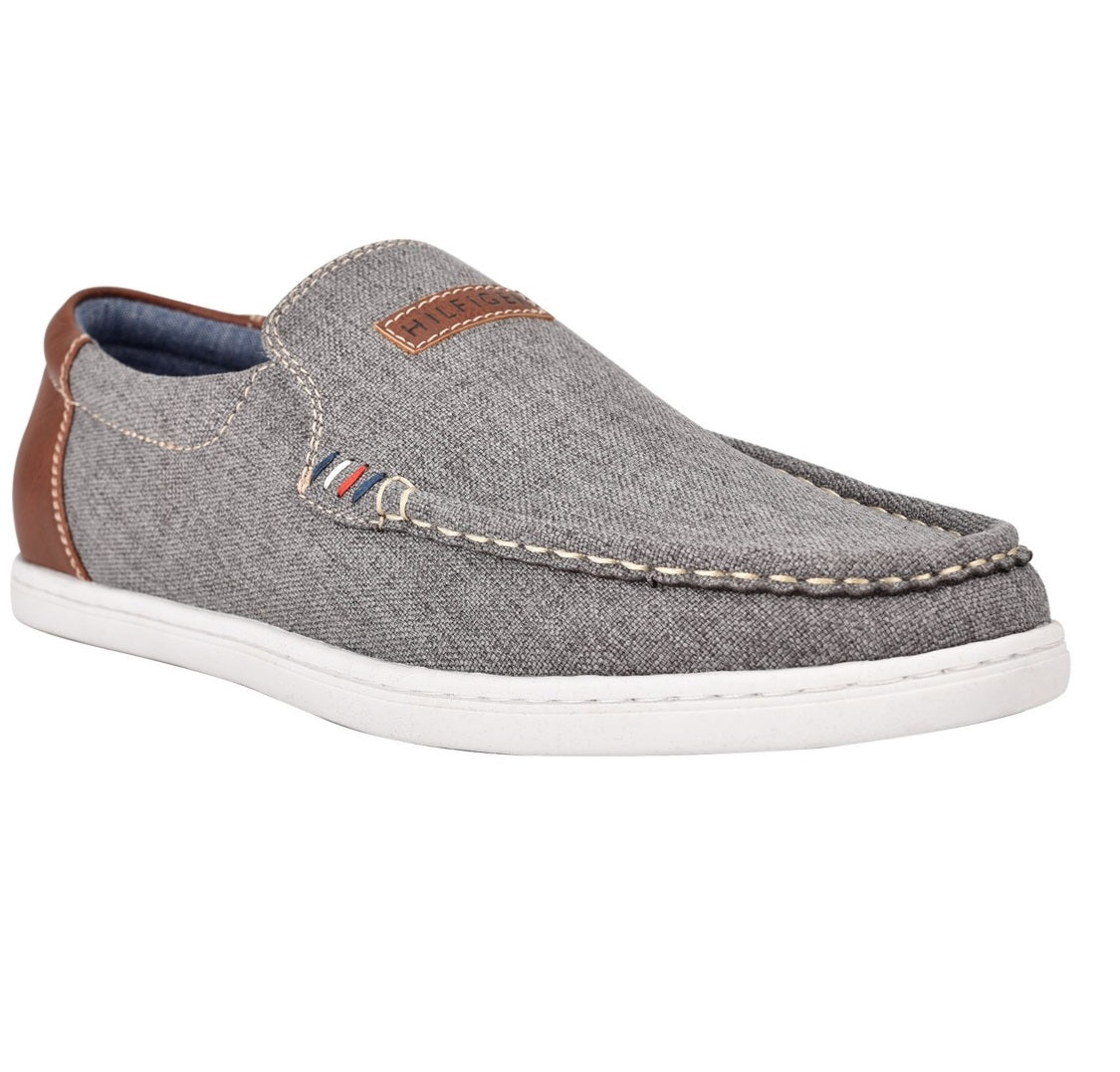 Tommy Hilfiger Men's Slip-On Carlid Linen Sneakers Shoes Gray Size 8.5 M