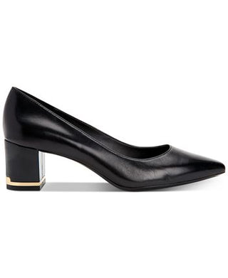 Calvin Klein Women's Nita Block Heel Pump In Black Leather Size 7 M