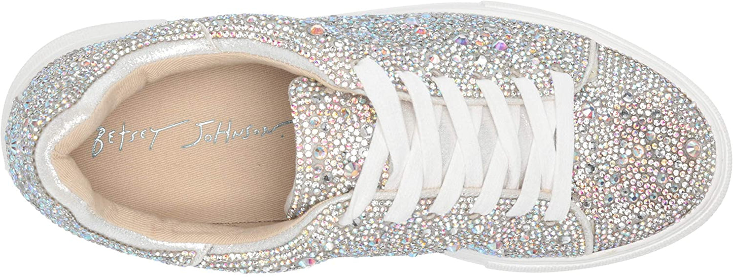 Betsey Johnson Women's Sidny Sneakers Shoes White Size 8.5 M
