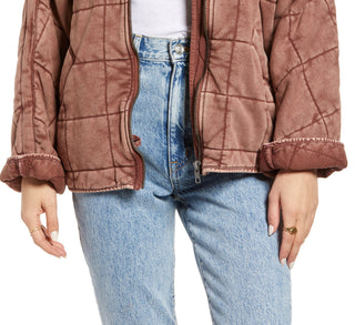 Free People Women's Dolman Sleeve Quilted Jacket Red Size Large