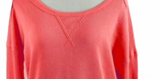 Free People Women's Thermal Long Sleeve Scoop Neck Top Red Size X-Small