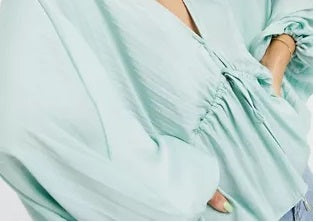 Free People Women's Elouise Blouse Blue Size X-Small