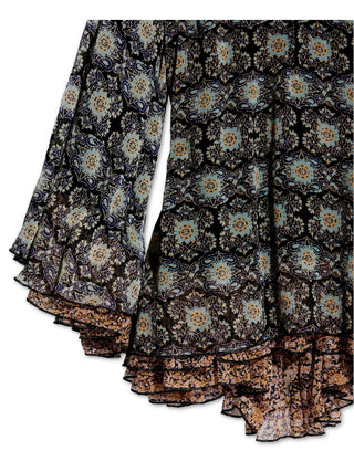 Free People Women's Ikat Long Sleeve Tunic Top Black Size Small