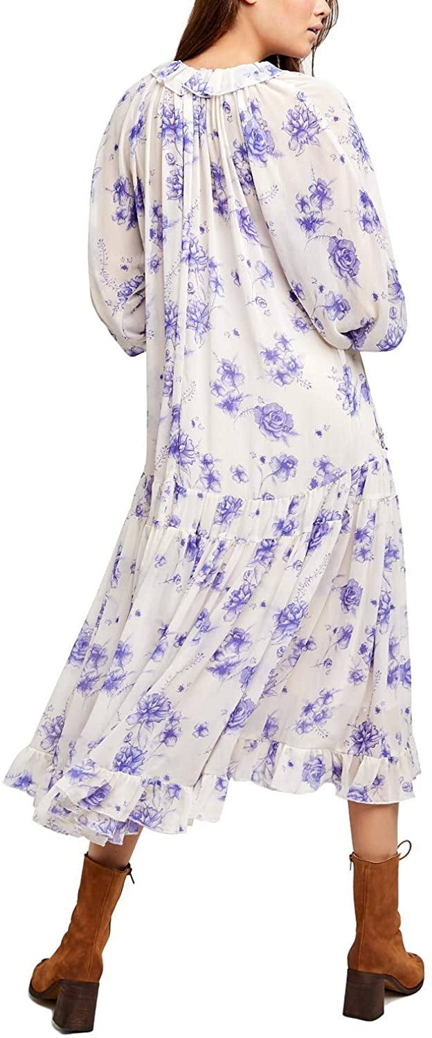 Free People Women's Feeling Groovy Long Sleeve Midi Dress White Size X-Small