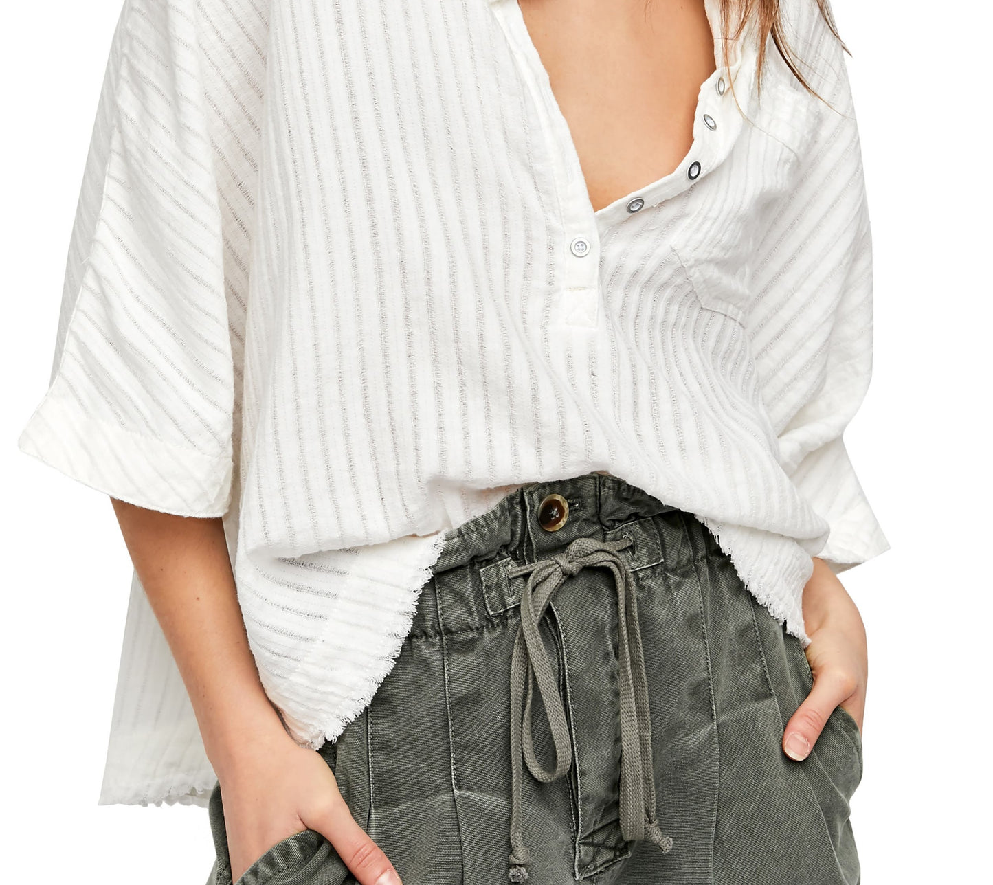 Free People Women's the Ava Oversize Shirt White Size Small