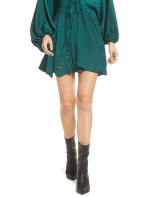 Free People Women's Arzel Long Sleeve Minidress Green Size X-Large