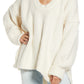 Free People Women's Blue Bell V-Neck Sweater Beige Size X-Small