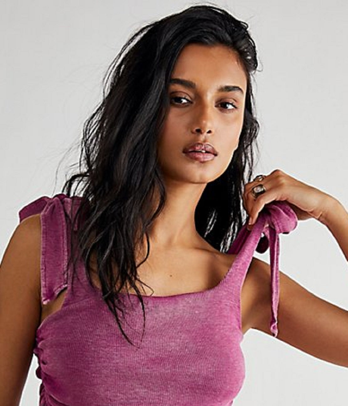 Free People Women's Boulevard Cotton Crop Top Purple Size Small