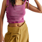 Free People Women's Boulevard Cotton Crop Top Purple Size Small