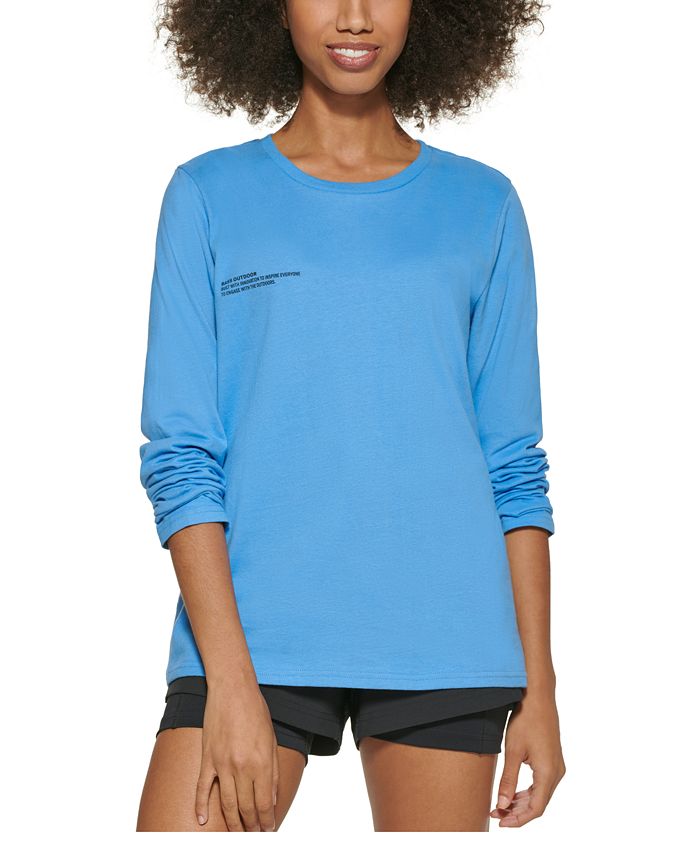 Bass Outdoor Womens Cotton Long Sleeve TShirt Blue Size Medium