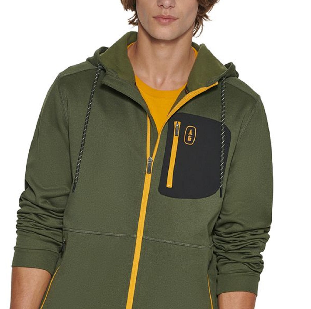 Bass Outdoor Men's Highline Trail Regular Fit Stretch Colorblocked Full Zip Hooded Track Jacket Green Size X-Large